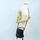 Miu Miu Matelasse Shoulder Bag Leather 2way Black Gold Auth 205997M-25