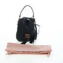 Miu Miu Matelasse Shoulder Bag Leather 2way Black Gold Auth 205997M-12