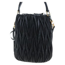 Miu Miu Matelasse Shoulder Bag Leather 2way Black Gold Auth 205997M-2