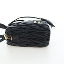 Miu Miu Matelasse Shoulder Bag Leather 2way Black Gold Auth 205997M-3
