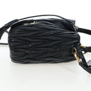 Miu Miu Matelasse Shoulder Bag Leather 2way Black Gold Auth 205997M-4
