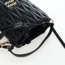 Miu Miu Matelasse Shoulder Bag Leather 2way Black Gold Auth 205997M-6
