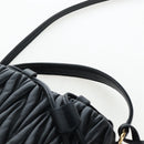 Miu Miu Matelasse Shoulder Bag Leather 2way Black Gold Auth 205997M-14