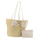 Miu Miu Tote Bag Raffia Beige Gold Auth 205999A-1
