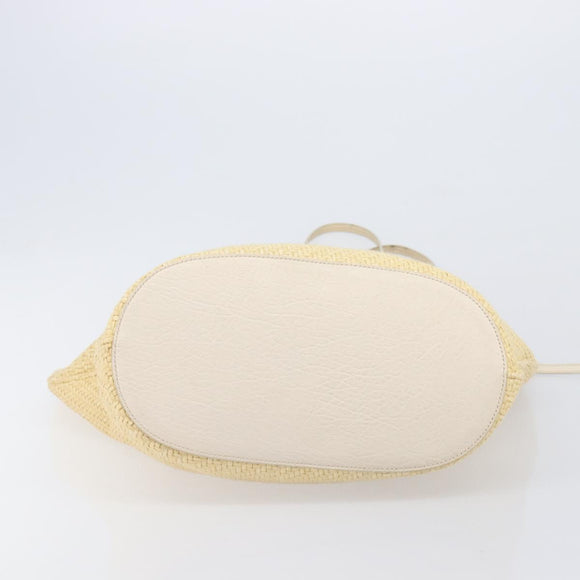 Miu Miu Tote Bag Raffia Beige Gold Auth 205999A