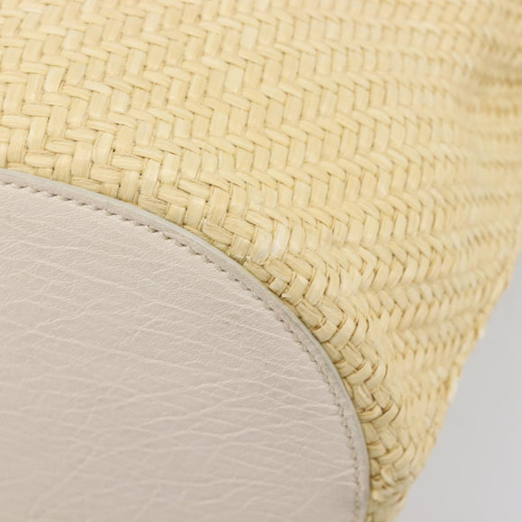 Miu Miu Tote Bag Raffia Beige Gold Auth 205999A