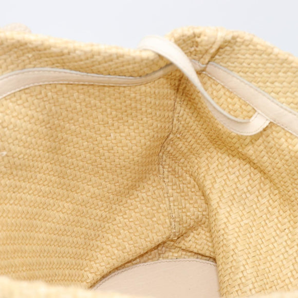 Miu Miu Tote Bag Raffia Beige Gold Auth 205999A