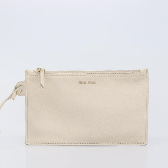 Miu Miu Tote Bag Raffia Beige Gold Auth 205999A