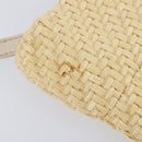 Miu Miu Tote Bag Raffia Beige Gold Auth 205999A-10