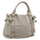 Miu Miu Tote Bag Vitellolux Gray Gold Auth 206009V-1