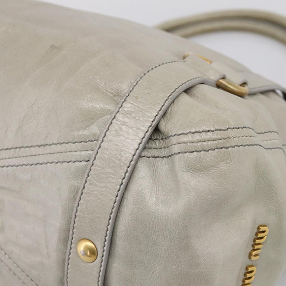 Miu Miu Tote Bag Vitellolux Gray Gold Auth 206009V