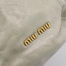 Miu Miu Tote Bag Vitellolux Gray Gold Auth 206009V-18