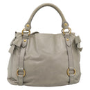 Miu Miu Tote Bag Vitellolux Gray Gold Auth 206009V-13
