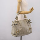 Miu Miu Tote Bag Vitellolux Gray Gold Auth 206009V-24