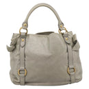 Miu Miu Tote Bag Vitellolux Gray Gold Auth 206009V-2