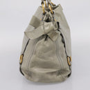 Miu Miu Tote Bag Vitellolux Gray Gold Auth 206009V-4