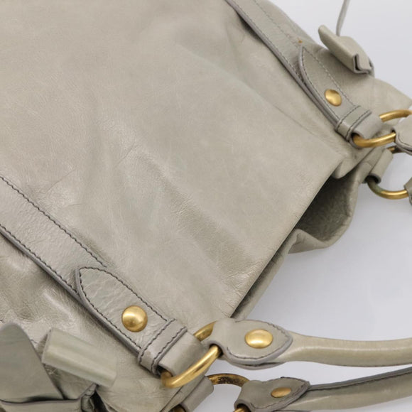Miu Miu Tote Bag Vitellolux Gray Gold Auth 206009V