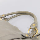 Miu Miu Tote Bag Vitellolux Gray Gold Auth 206009V-8