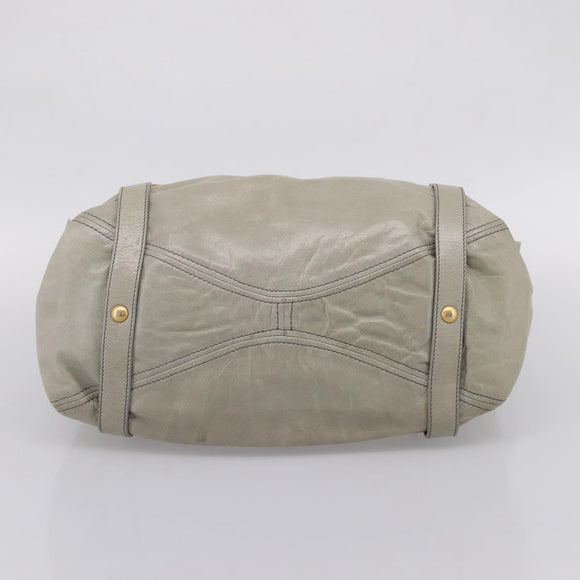 Miu Miu Tote Bag Vitellolux Gray Gold Auth 206009V