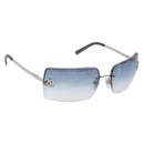 CHANEL COCO Mark Sunglasses Metal Silver CC Auth 206011M-1