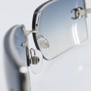 CHANEL COCO Mark Sunglasses Metal Silver CC Auth 206011M-14