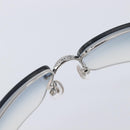 CHANEL COCO Mark Sunglasses Metal Silver CC Auth 206011M-15