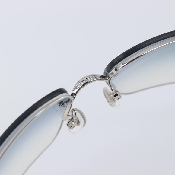 CHANEL COCO Mark Sunglasses Metal Silver CC Auth 206011M