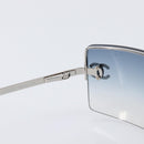 CHANEL COCO Mark Sunglasses Metal Silver CC Auth 206011M-16