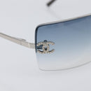 CHANEL COCO Mark Sunglasses Metal Silver CC Auth 206011M-7