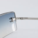 CHANEL COCO Mark Sunglasses Metal Silver CC Auth 206011M-8