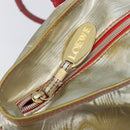 LOEWE Tote Bag Nylon Silver Gold Auth 206014-21