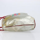 LOEWE Tote Bag Nylon Silver Gold Auth 206014-4