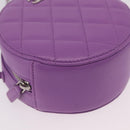 CHANEL Matelasse Chain Shoulder Bag Lamb Skin Purple Silver CC Auth 206022M-10