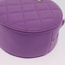 CHANEL Matelasse Chain Shoulder Bag Lamb Skin Purple Silver CC Auth 206022M-11