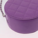CHANEL Matelasse Chain Shoulder Bag Lamb Skin Purple Silver CC Auth 206022M-12