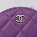 CHANEL Matelasse Chain Shoulder Bag Lamb Skin Purple Silver CC Auth 206022M-15