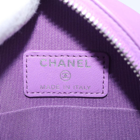 CHANEL Matelasse Chain Shoulder Bag Lamb Skin Purple Silver CC Auth 206022M