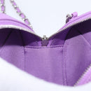 CHANEL Matelasse Chain Shoulder Bag Lamb Skin Purple Silver CC Auth 206022M-18