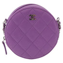 CHANEL Matelasse Chain Shoulder Bag Lamb Skin Purple Silver CC Auth 206022M-2