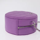 CHANEL Matelasse Chain Shoulder Bag Lamb Skin Purple Silver CC Auth 206022M-4