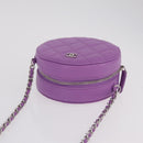 CHANEL Matelasse Chain Shoulder Bag Lamb Skin Purple Silver CC Auth 206022M-6