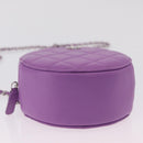 CHANEL Matelasse Chain Shoulder Bag Lamb Skin Purple Silver CC Auth 206022M-9
