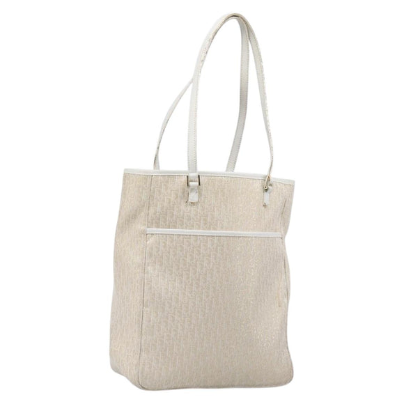 Christian Dior Trotter Canvas Tote Bag Gold Auth 206023A