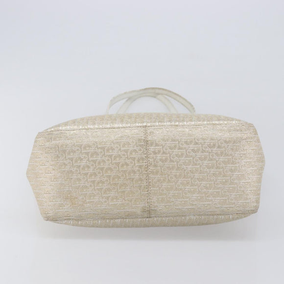 Christian Dior Trotter Canvas Tote Bag Gold Auth 206023A