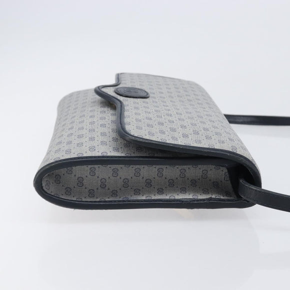GUCCI Micro GG Canvas Shoulder Bag PVC Navy Gold Auth 206027