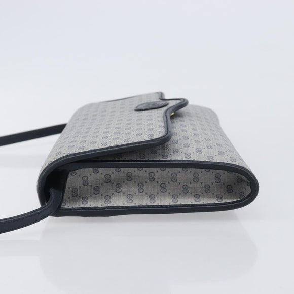 GUCCI Micro GG Canvas Shoulder Bag PVC Navy Gold Auth 206027