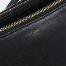 CELINE Trio Shoulder Bag Leather Black Gold Auth 206031-15