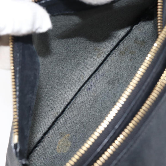 CELINE Trio Shoulder Bag Leather Black Gold Auth 206031