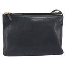 CELINE Trio Shoulder Bag Leather Black Gold Auth 206031-2