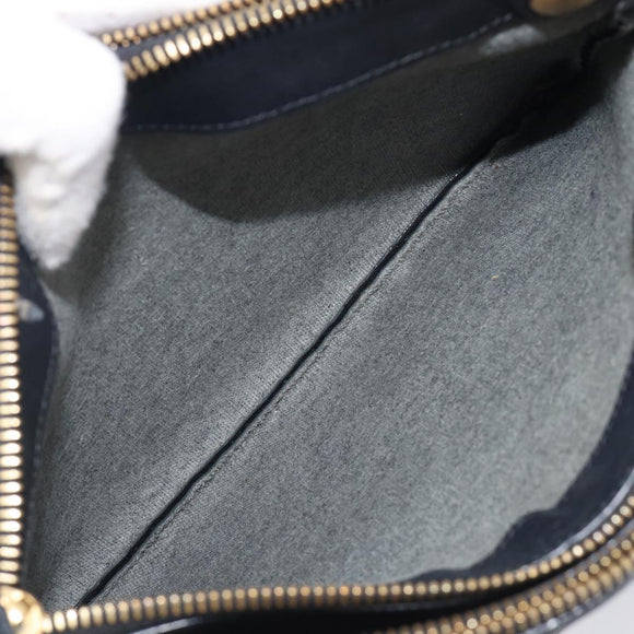 CELINE Trio Shoulder Bag Leather Black Gold Auth 206031